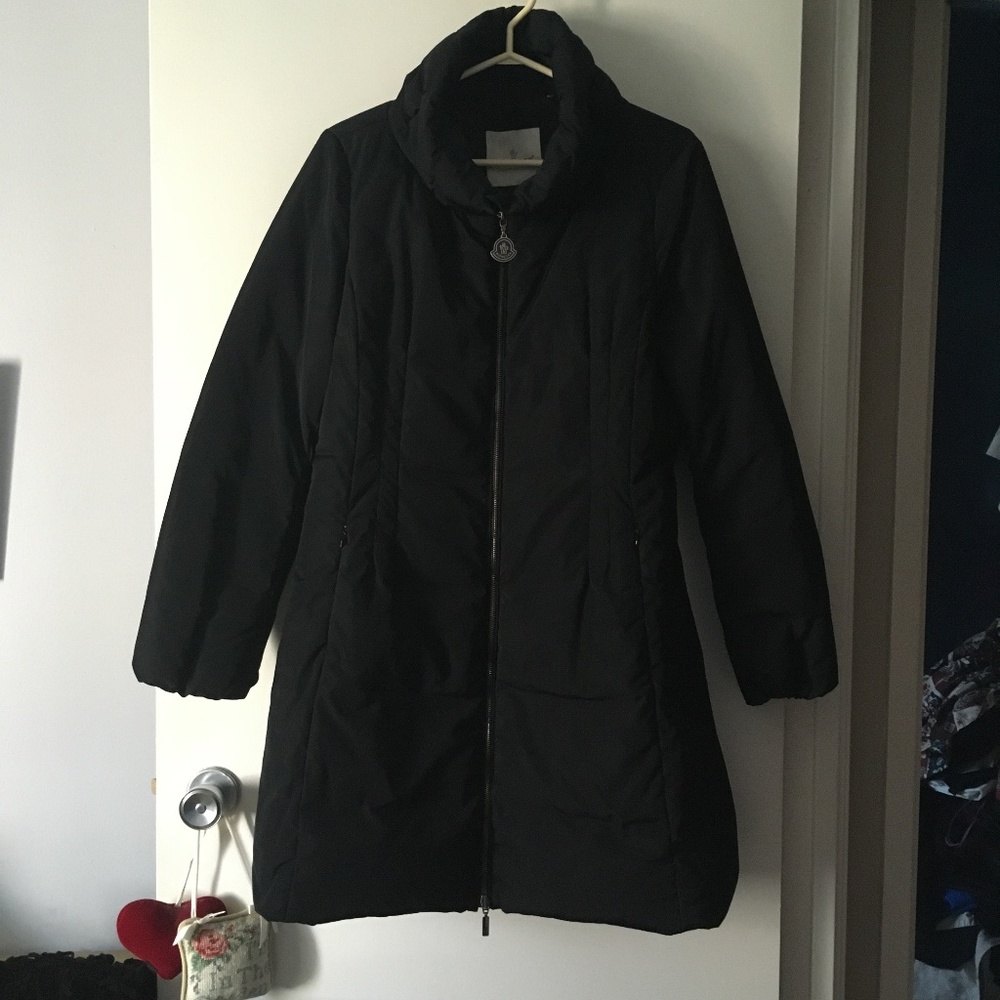 Genuine MONCLER Black Down Filled Puffer Stand Collar Knee Length Jacket 4